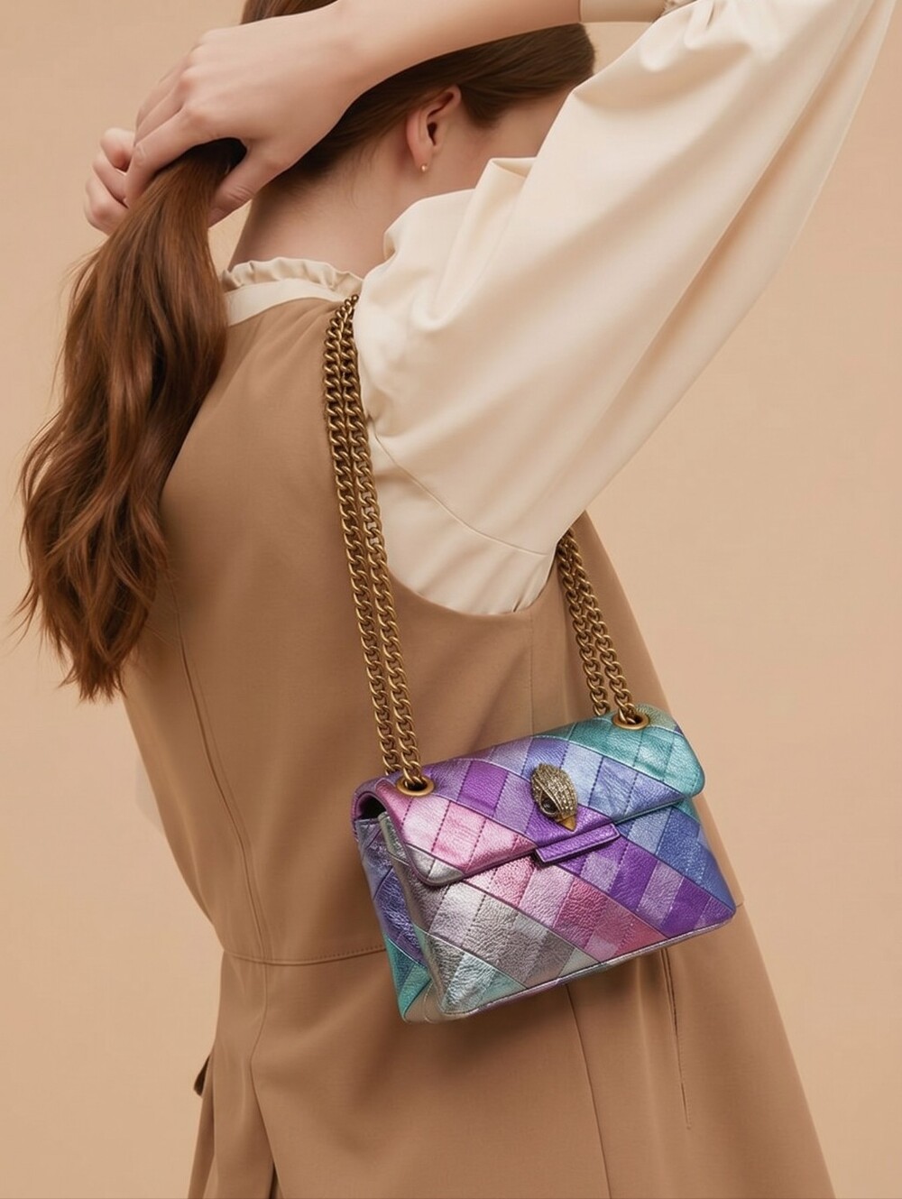 Mini Kensington purse is crafted from a washed denim